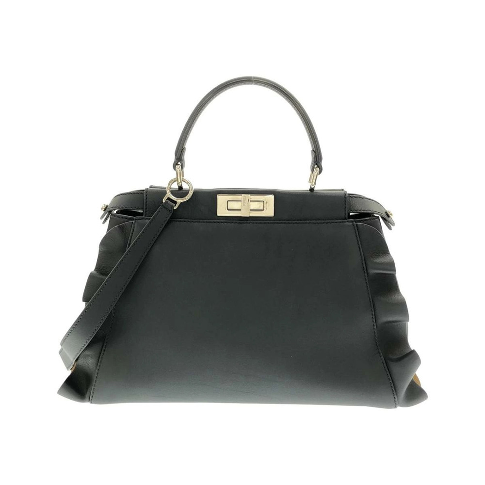 Fendi Peekaboo Wave handbag black leather pleated